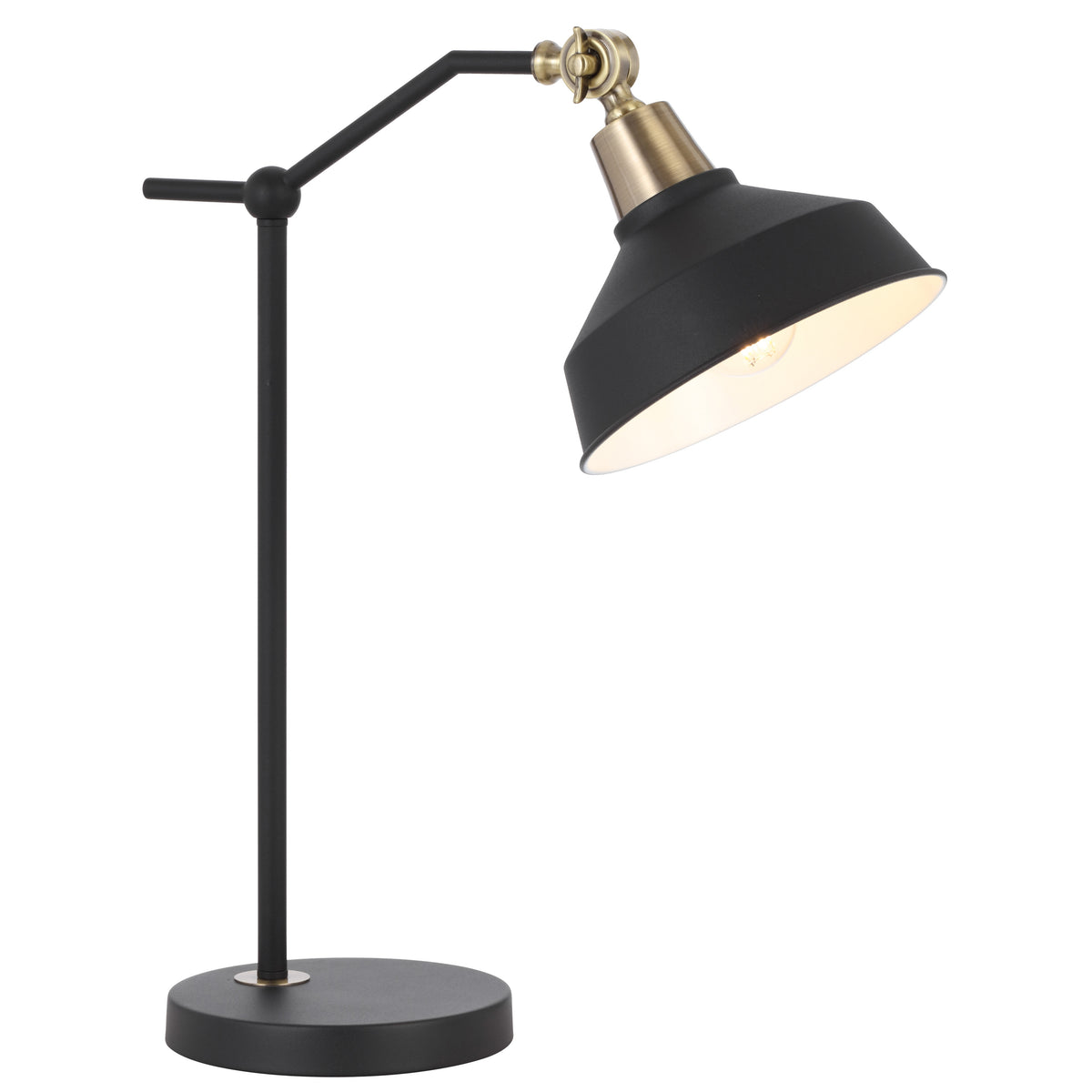 TFS 20 TABLE LAMP 25wE27max L380 W180 H520 INLINE SWTCH BLACK MATT/ANT BRASS