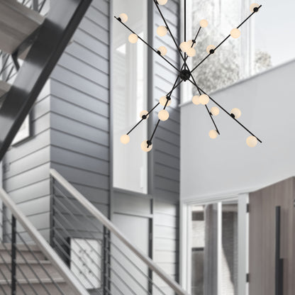 TFS 24 LT PENDANT 24x3wLED W1370 H495 TRIAC-DIM ROD 2*600 +1*300 BLACK / OPAL MATT