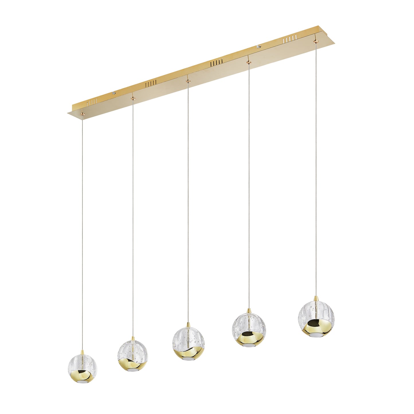 Altostone TFS 5 LTS BAR PENDANT 5x5wLED 3000K 1540Lm cab2M L960 W90 GOLD/BUBBLE GLASS