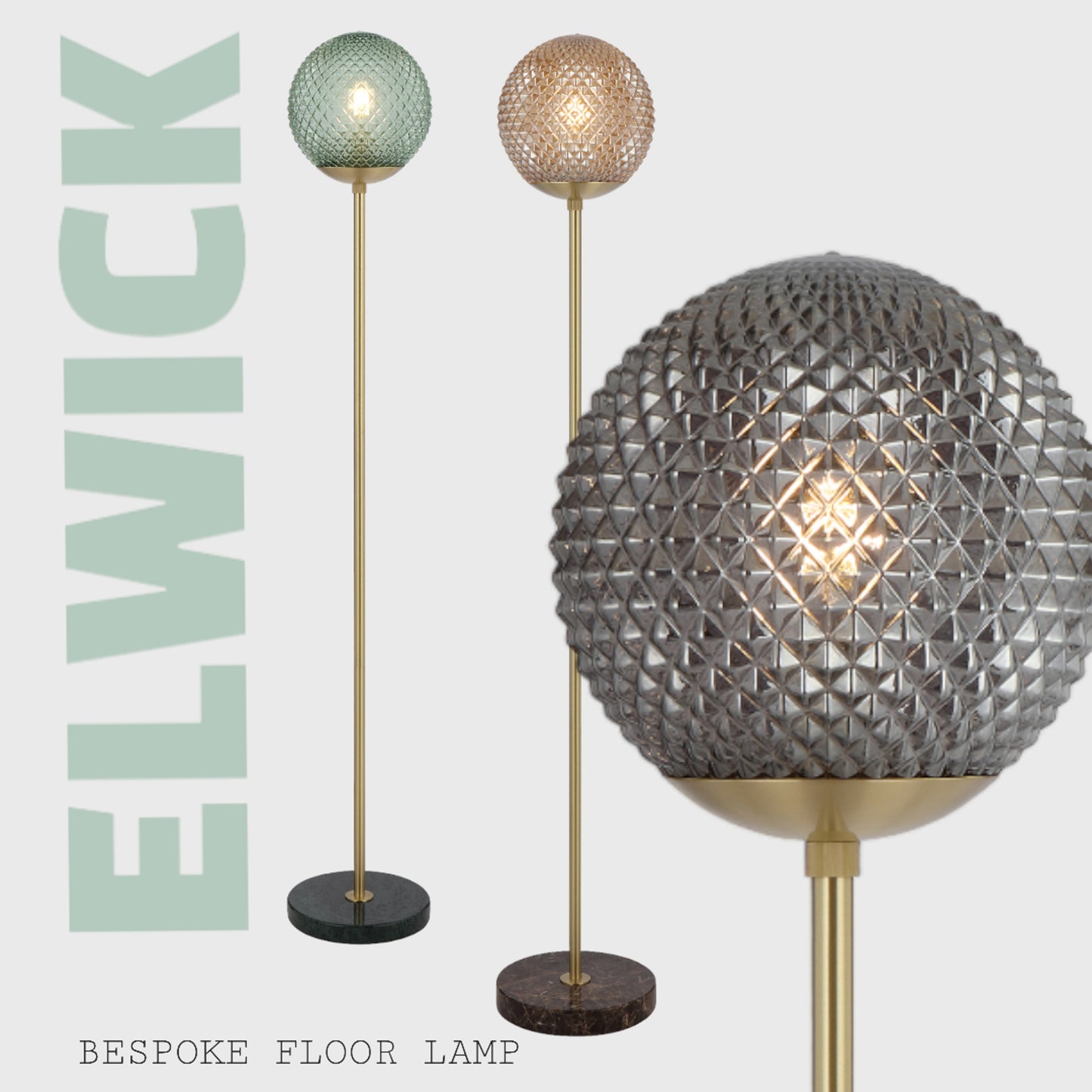 TFS FLOOR LAMP 25wE27max D:250 H:154 foot swtch BLACK MARBLE/SMOKE GLASS