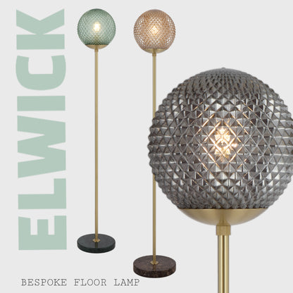 TFS FLOOR LAMP 25wE27max D:250 H:154 foot swtch BLACK MARBLE/SMOKE GLASS