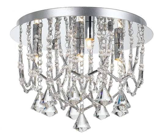 TFS 35 CTC 5 x33wOSRAM G9 D:350 CHROME / CLEAR CRYSTAL BEADS