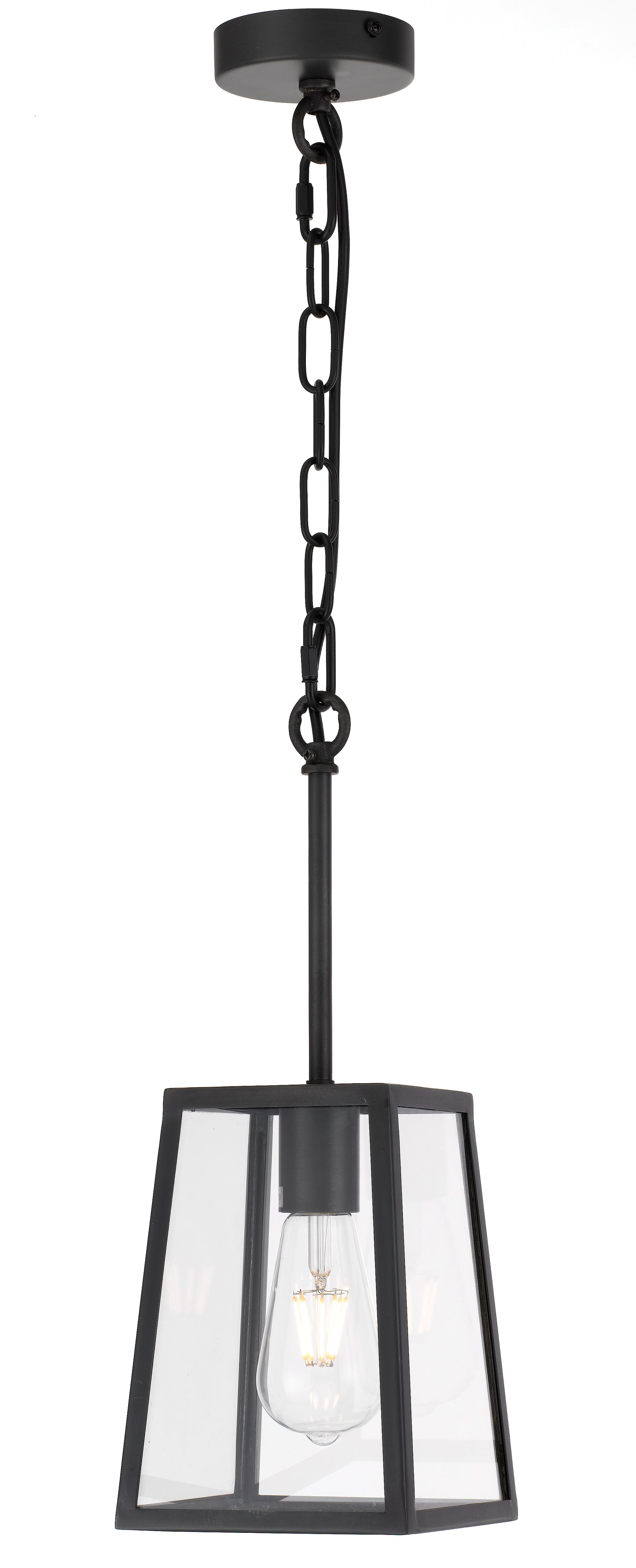 TFS 15 PENDANT 25wE27max L:150 H:210 - BLACK/CLEAR ROD:210mm + CHAIN:1000 IP43