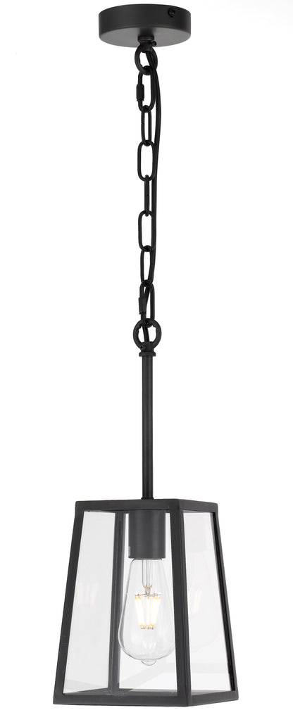 TFS 15 PENDANT 25wE27max L:150 H:210 - BLACK/CLEAR ROD:210mm + CHAIN:1000 IP43