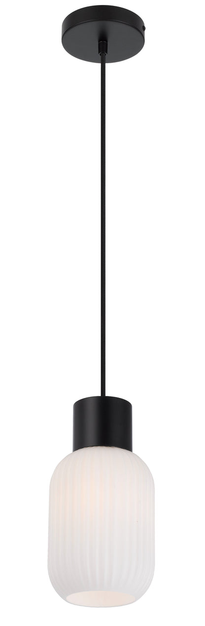 TFS 14 PENDANT 25wE27max D:140 H:205 TEX:2m BLACK MATT/OPAL MATT