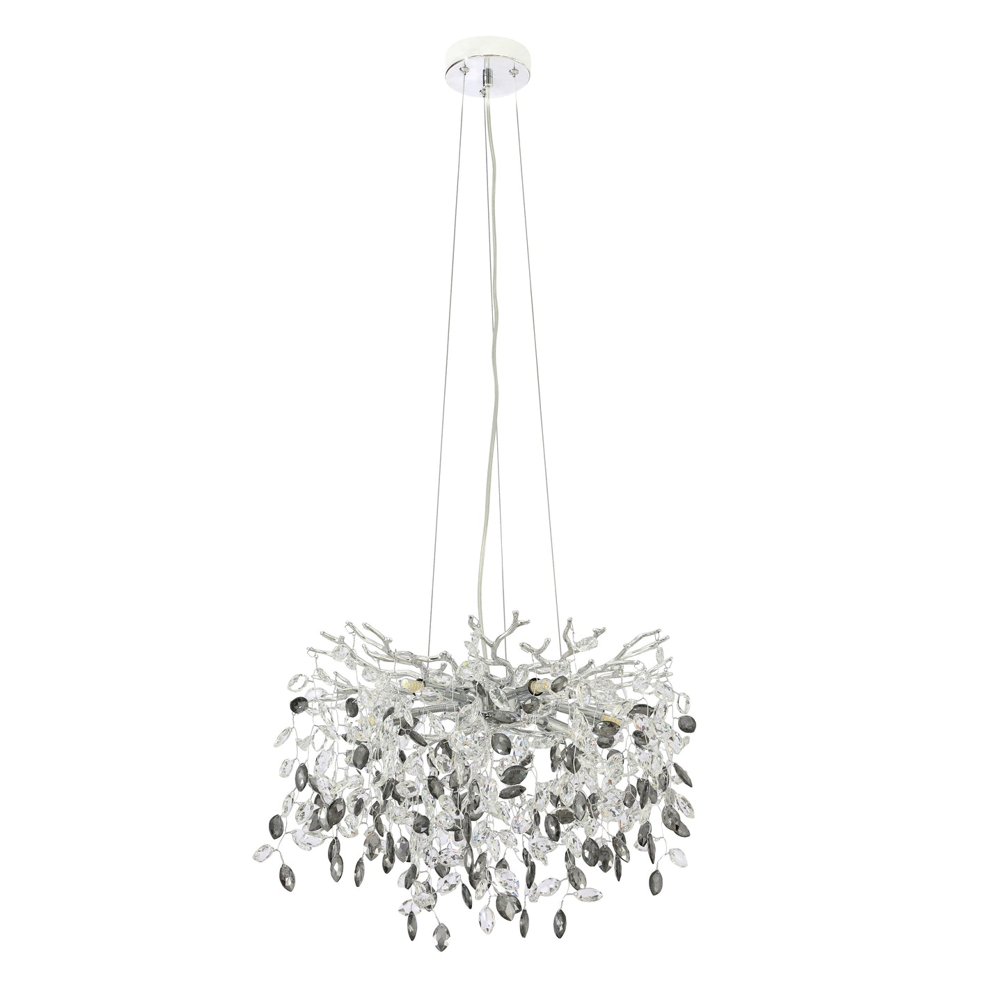 TFS 6 LT PENDANT 6x3wG9max D480 H360 cab 2M CHROME / CLEAR + SMOKE CRYSTAL