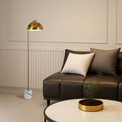 TFS FLOOR LAMP 25wE27max L:400 W:150 H:1500 cable2.0 foot swt WHITE MARBLE/ANT GOLD