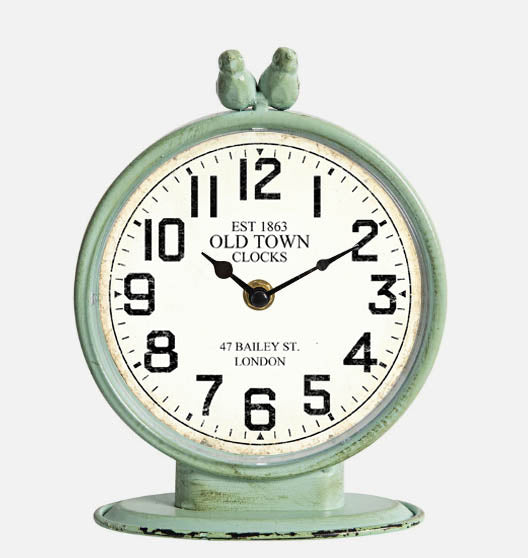 Metal Antique Green Table Clock