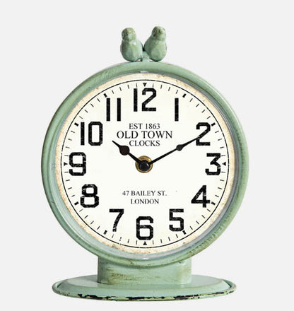 Metal Antique Green Table Clock