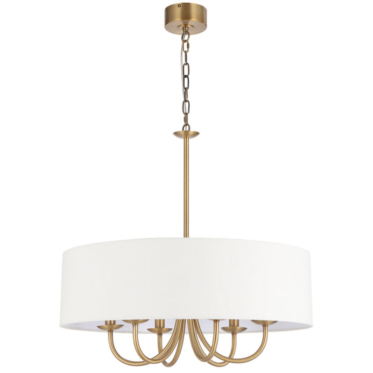 Terawood TFS 6LT PENDANT 6x25wE14max D700 H650 chain 2M BRASS/ IVORY LINEN