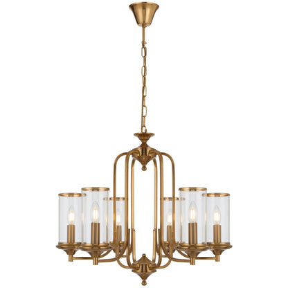 Barcelona TFS 6LT PENDANT 6X25wE14max D640 H540 chain 2m COPPER / CLEAR GLASS