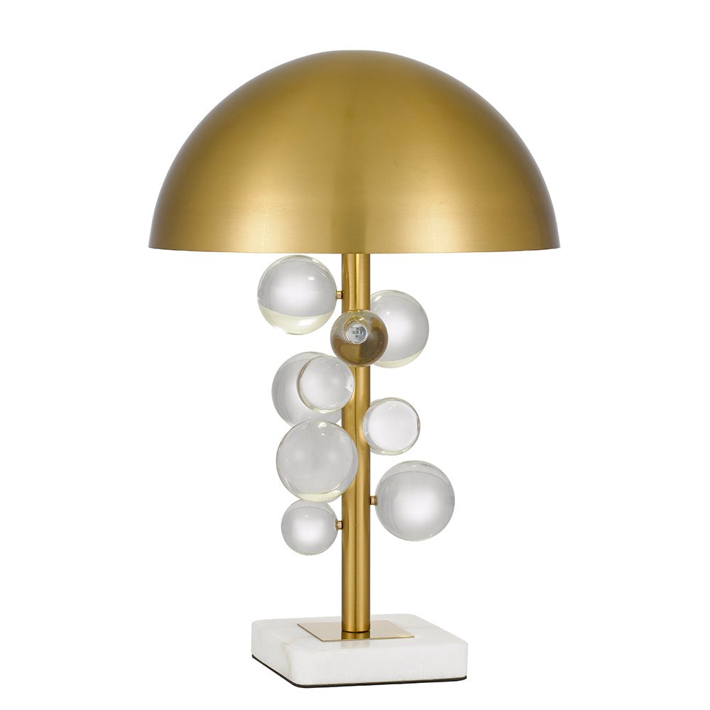 TFS TABLE LAMP 2x25wE27max D:350 H:530 Inline Switch ANTIQUE GOLD / CLEAR