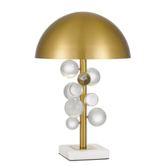TFS TABLE LAMP 2x25wE27max D:350 H:530 Inline Switch ANTIQUE GOLD / CLEAR