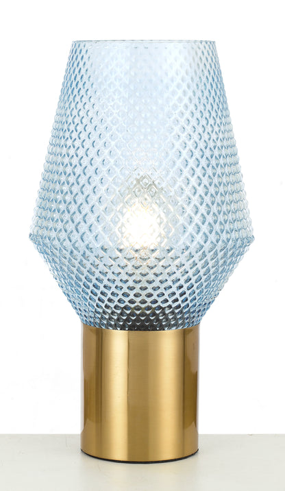 TFS TABLE LAMP 25wE27max D200 H350 BLUE / ANT.GLASS