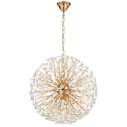 Zaragoza TFS 12LT PENDANT 12x6wG9max D:600 CHAIN 2M CRYSTAL H: 240 GOLD / CLEAR