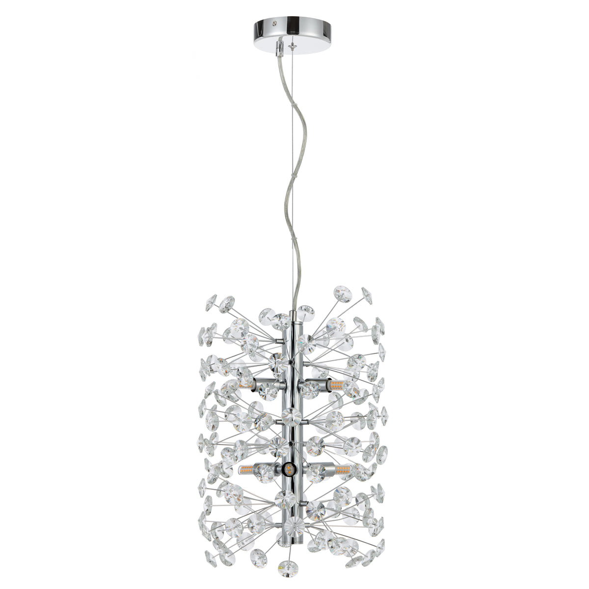 TFS 6LT VERTICAL PENDANT 6x6wG9max D300 H350 CAB.2M CRYS H130 CHROME / CLEAR