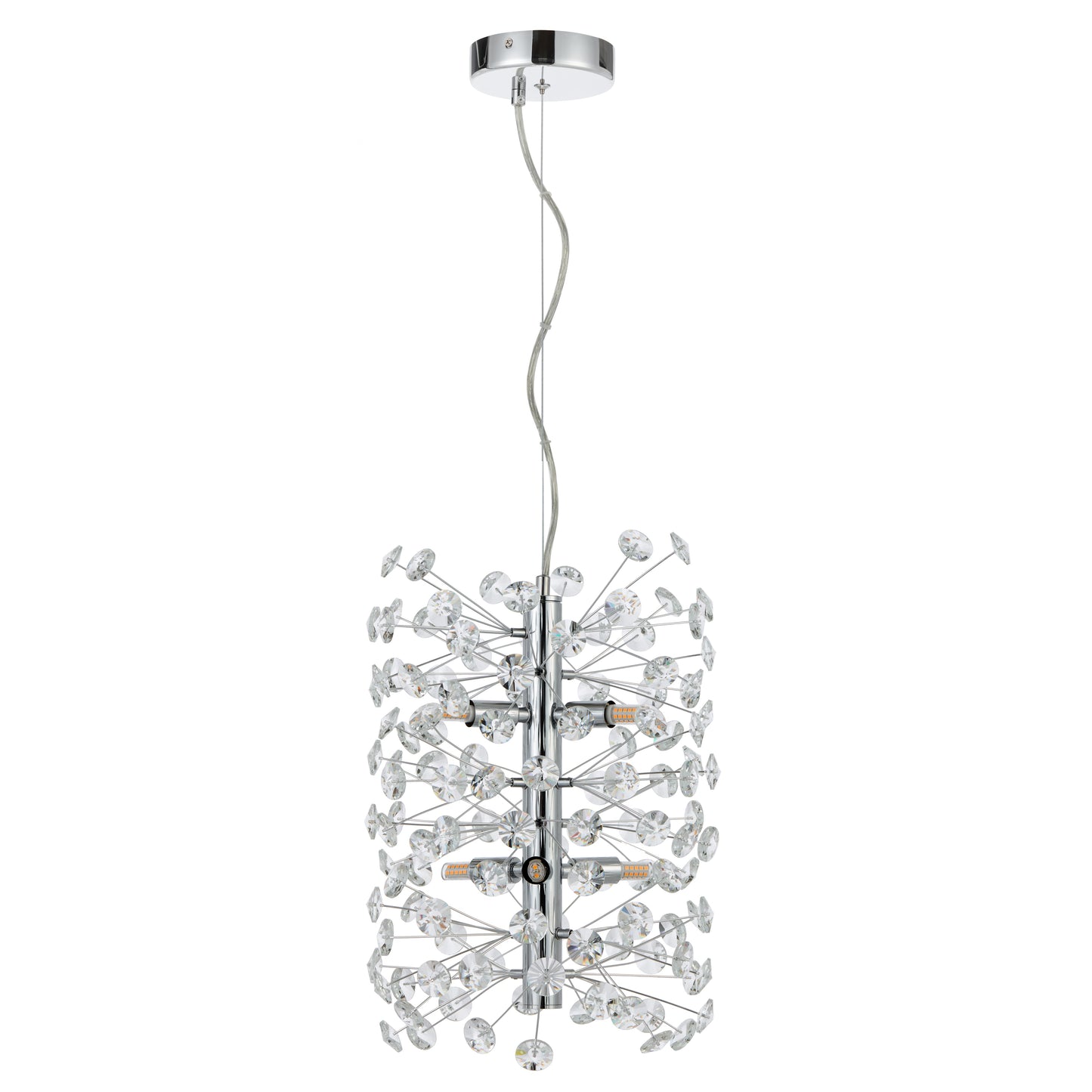 TFS 6LT VERTICAL PENDANT 6x6wG9max D300 H350 CAB.2M CRYS H130 CHROME / CLEAR