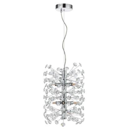 TFS 6LT VERTICAL PENDANT 6x6wG9max D300 H350 CAB.2M CRYS H130 CHROME / CLEAR