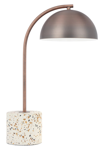 TFS TABLE LAMP 6wGU10max L:310 W:200 H:470 2.0line swt WHITE TERRAZO / BRONZE