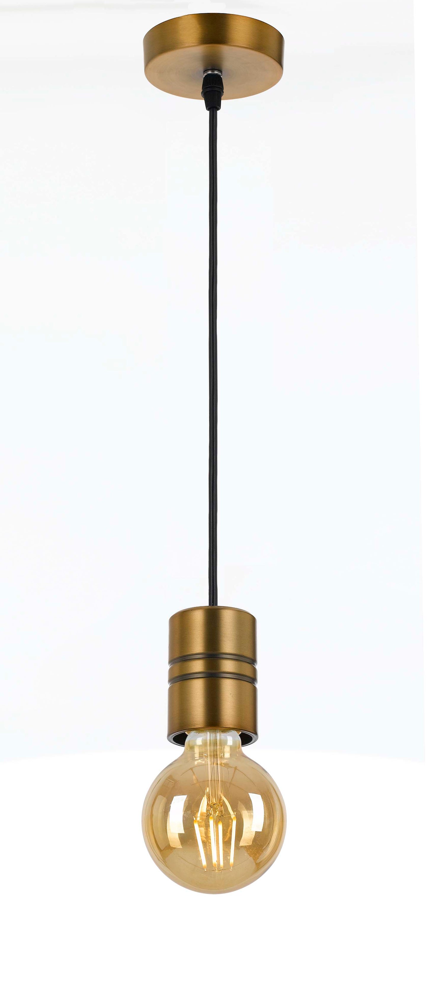 TFS CORD SET 25wE27max wSHADE RING L:2400 ANT.BRASS / BLACK