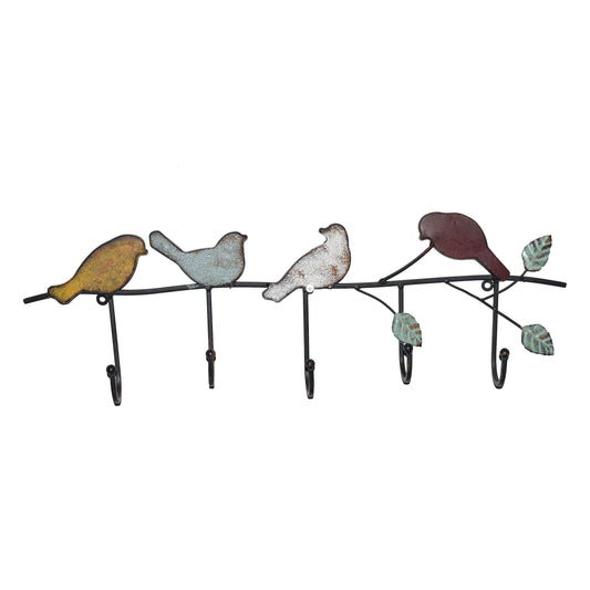 Metal Birds Wall Hanging with Hooks
