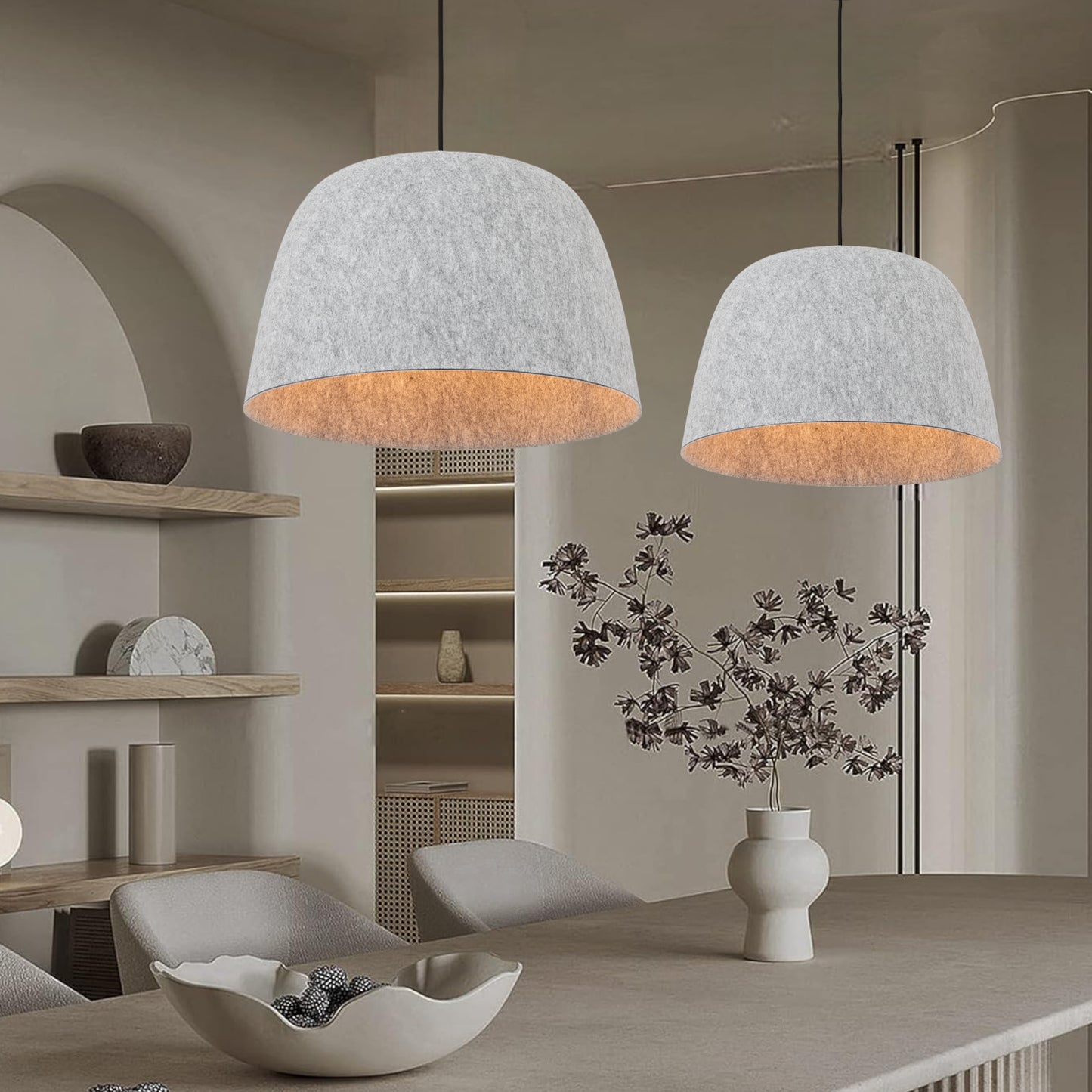 TFS FELT PENDANT 25wE27max D430 H270 cab 2m LIGHT GREY FELT