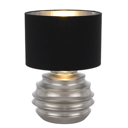 TFS CERAMIC TABLE LAMP 25wE27max D:300 H:425 SILVER / BLACK