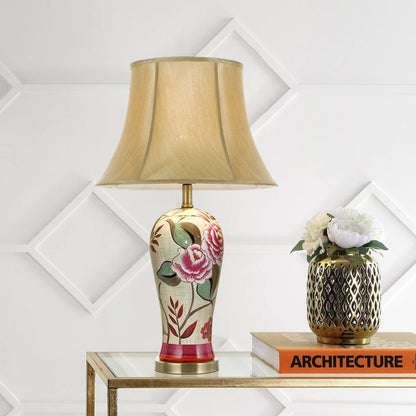 TFS CERAMIC TABLE LAMP 25wE27max D:400 H:670 FLOWER / GOLD