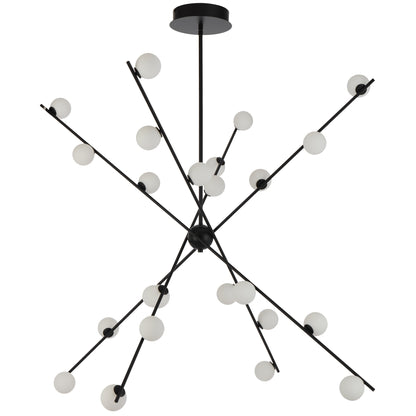 TFS 24 LT PENDANT 24x3wLED W1370 H495 TRIAC-DIM ROD 2*600 +1*300 BLACK / OPAL MATT