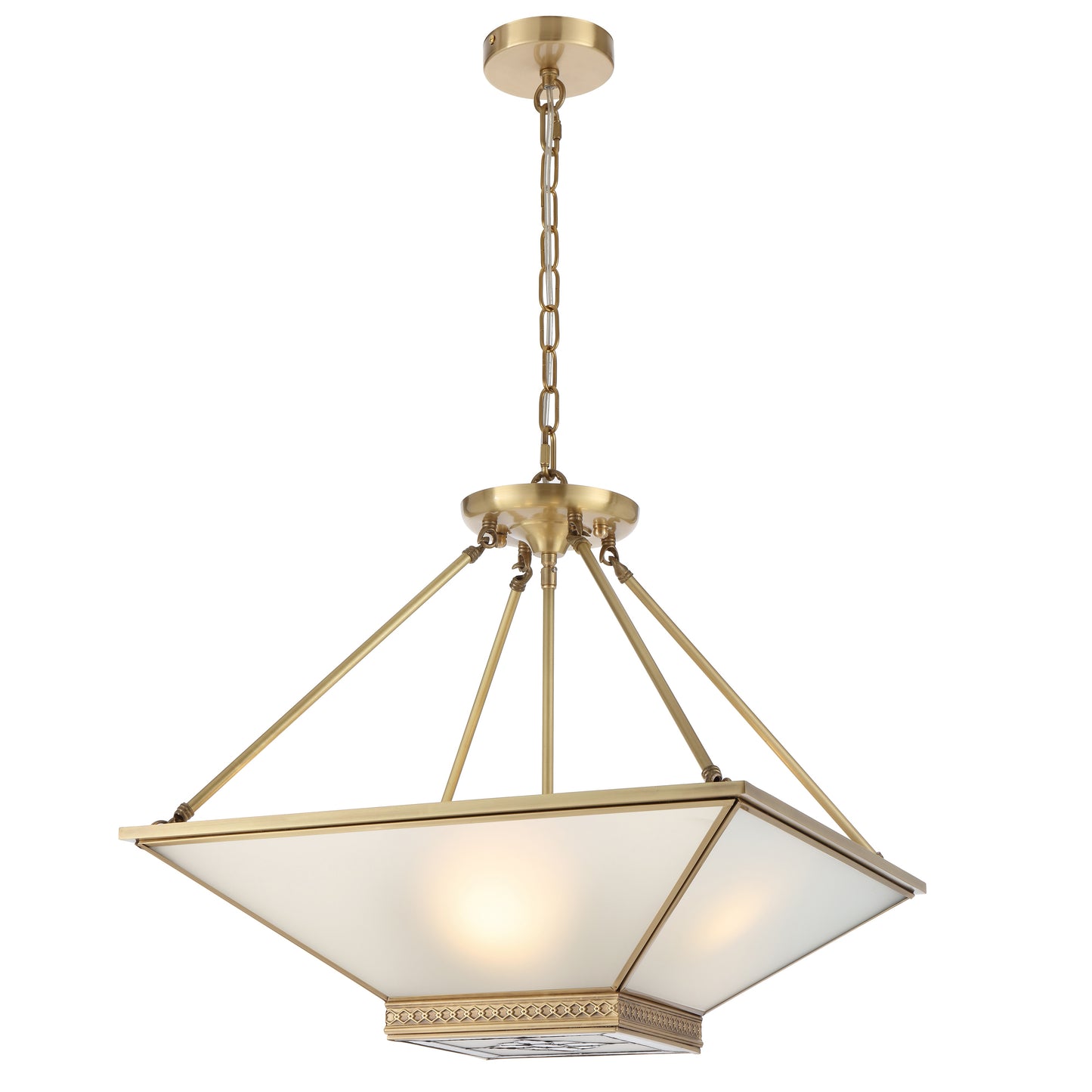 TFS PE CTC 4x25wE27max D:500 H:160 chain:2M BRASS/FROST GLASS