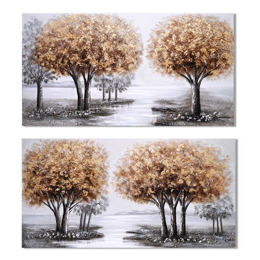Gold Trees Hand Painting Picture