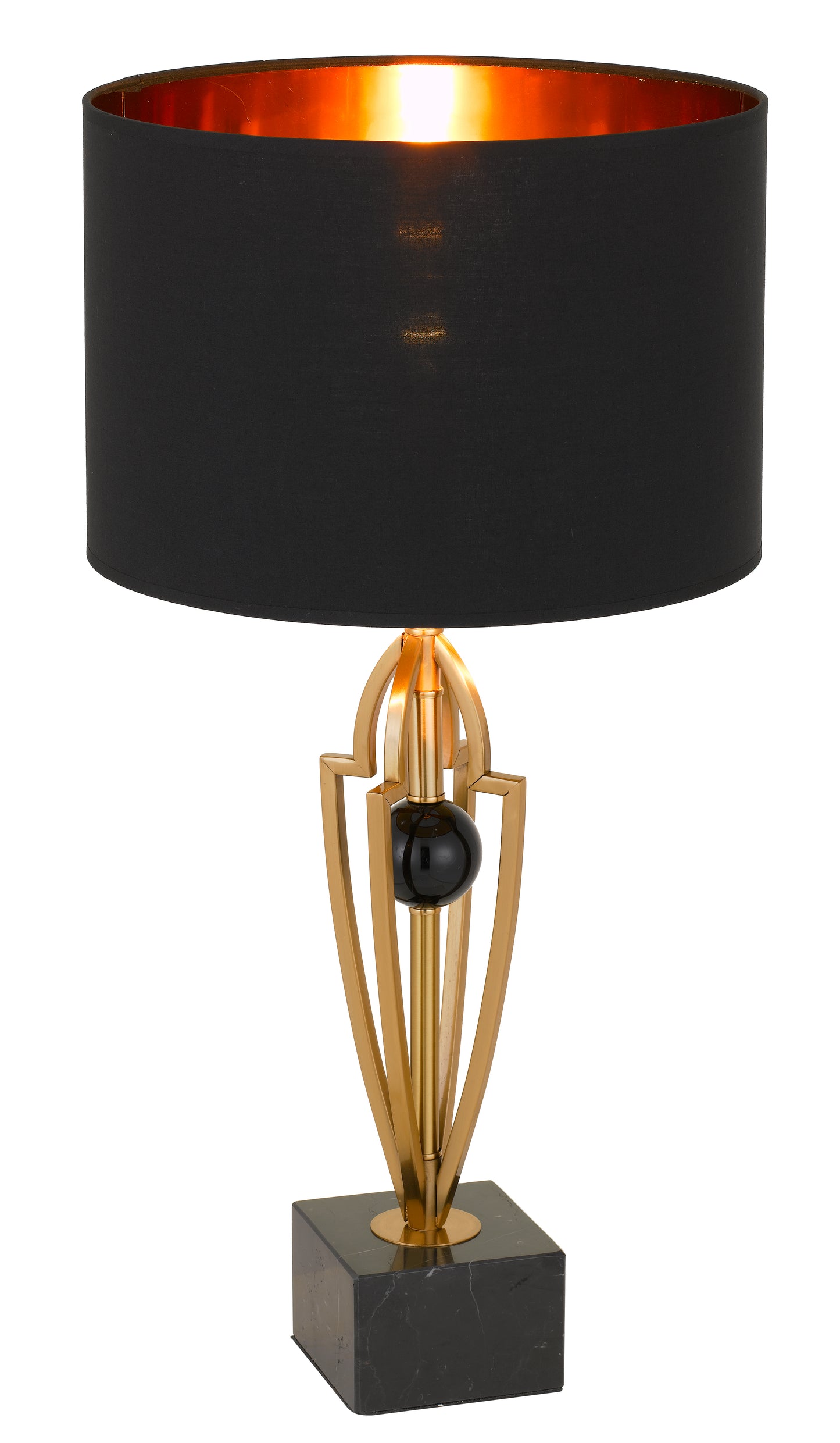 TFS TABLE LAMP 25wE27max D:350 H:700 Inline Switch BLACK / ANTIQUE GOLD