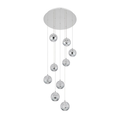 TFS 9 LTS PENDANT 9x5wLED 3000K D:400 2490Lm CAB.3m ( D:90 H:85) CHROME/BUBBLE GLASS