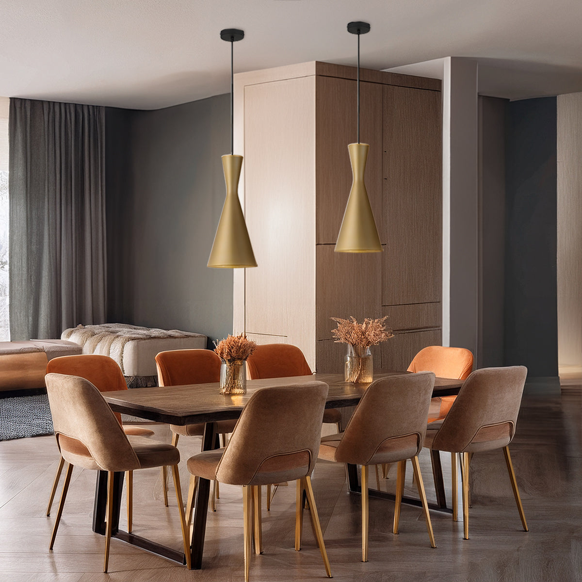 TFS 20 PENDANT 25wE27max D200 H440 + 2 TEX GOLD BRUSHED (BLACK)