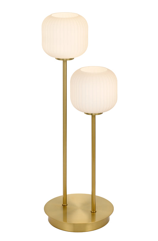 TFS 2 TABLE LAMP 2*3wG9 NON-DIM H500 ANT.GOLD / OPAL MATT