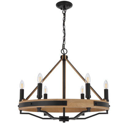 Varna TFS 6 LTS PENDANT 6*25wE14 D:660 H:560 2m CHAIN BLACK MATT / ASHTREE WOOD