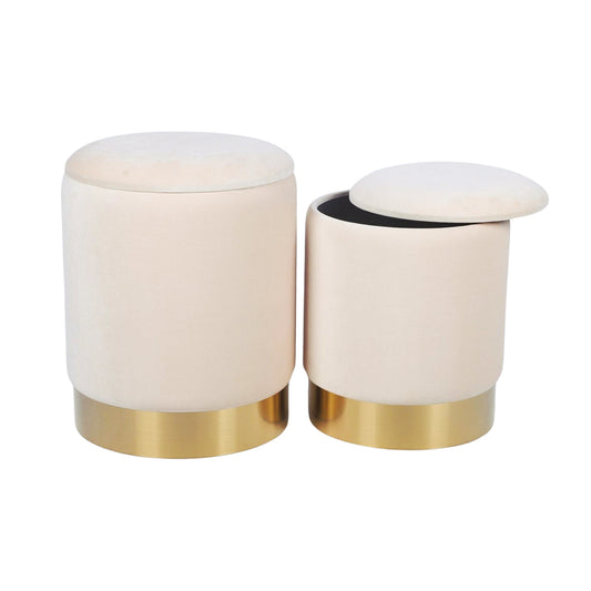 Storage Ottoman in Velvet Cream