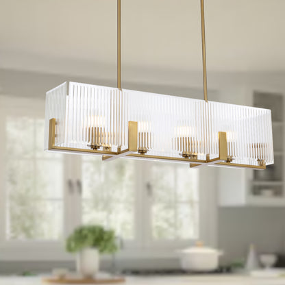 Rivaline TFS 4 LT PENDANT 4x25wE14ma L860 W180 H210 rod (2*600 +1*300) ANT GOLD /CLEAR GLASS