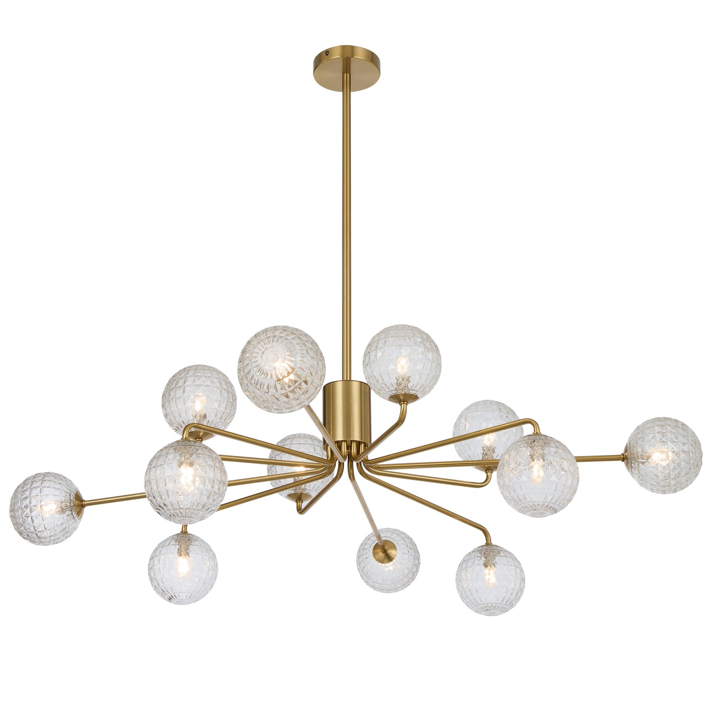 TFS 12LT PENDANT 12x6wG9max KIT D1130 H295 ROD:2*600+1*300 ANT GOLD/ CLEAR PRISM PATTERN