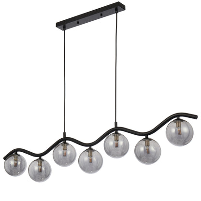 Rivastone TFS 7LT PENDANT 7x6wG9max KIT L1150 W120 H200 CAB2m BLACK / SMOKE