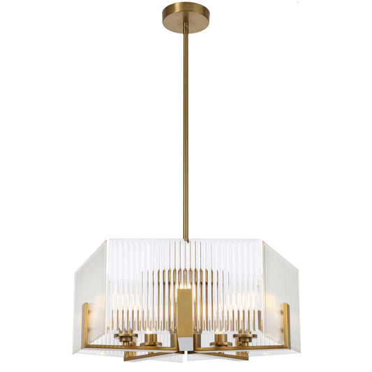 Terashade TFS 5 LT PENDANT 5x25wE14ma L560 W560 H210 rod (2*600+ 1*300) ANT GOLD / CLEAR GLASS