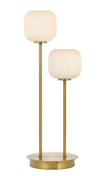 TFS 2 TABLE LAMP 2*3wG9 NON-DIM H500 ANT.GOLD / OPAL MATT