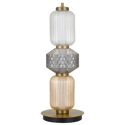 Rimini TFS TABLE LAMP 15wLED 3000K DIM D:200 H:530 365Lm BRASS GLASS:AMBER SMOKE CLEAR