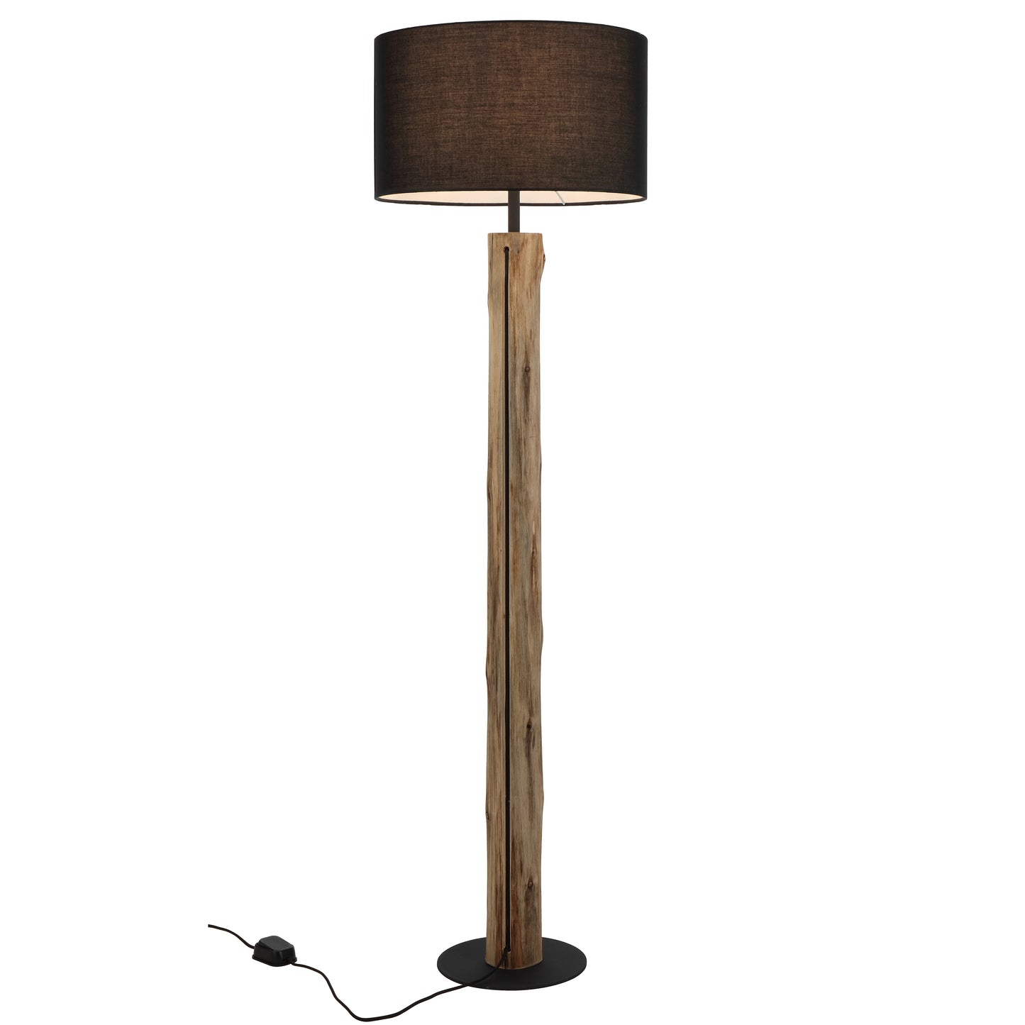 TFS FLOOR LAMP 25wE27max D:450 H:1500 FOOT SWTCH WOOD / BLACK SHADE