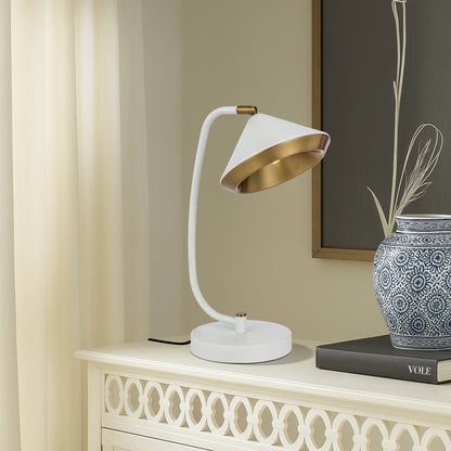 TFS TABLE LAMP 6wG9max L280 W200 H430 inline switch WHITE MATT/YELLOW BRASS