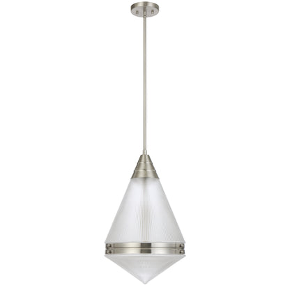 TFS 1LT PENDANT 25wE27max D:350 H:560 ROD 1.5m NICKEL MATT/ CLEAR