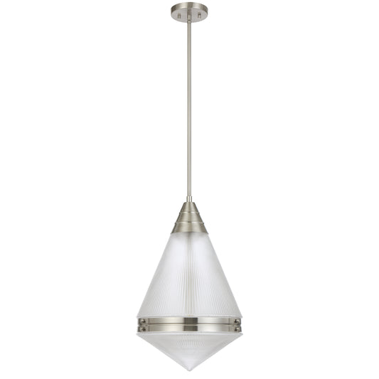 TFS 1LT PENDANT 25wE27max D:350 H:560 ROD 1.5m NICKEL MATT/ CLEAR