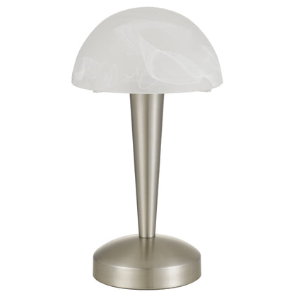 TFS TOUCH TABLE LAMP 5wE14 3000K D150 H265 NON-DIM NICKEL MATT/ ALABASTRO