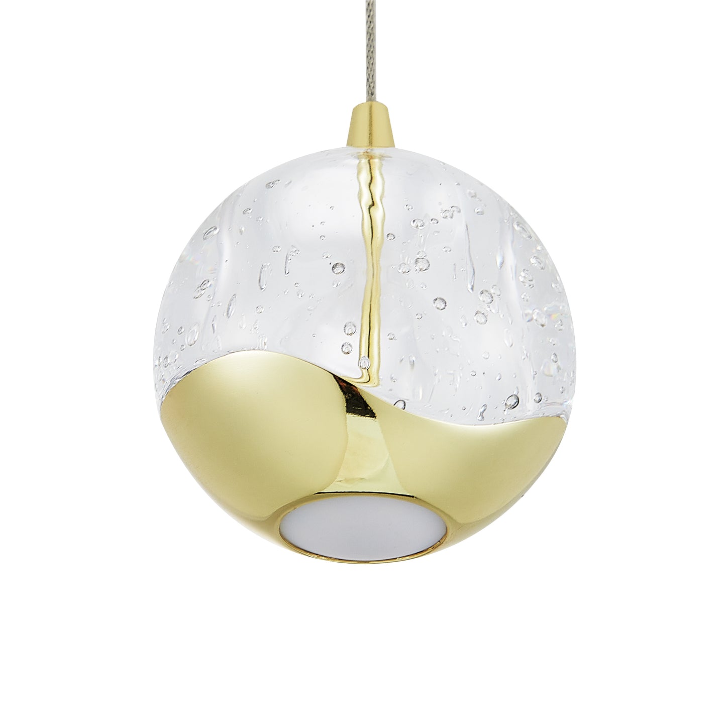 TFS 1 LT PENDANT 5wLED 3000K D:90 H:85 400Lm CAB.2m GOLD/ BUBBLE GLASS