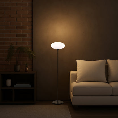 TFS FLOOR LAMP 25wE27max D:300 H:1600 Foot Switch BLACK MATT/OPAL MATT